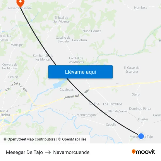 Mesegar De Tajo to Navamorcuende map