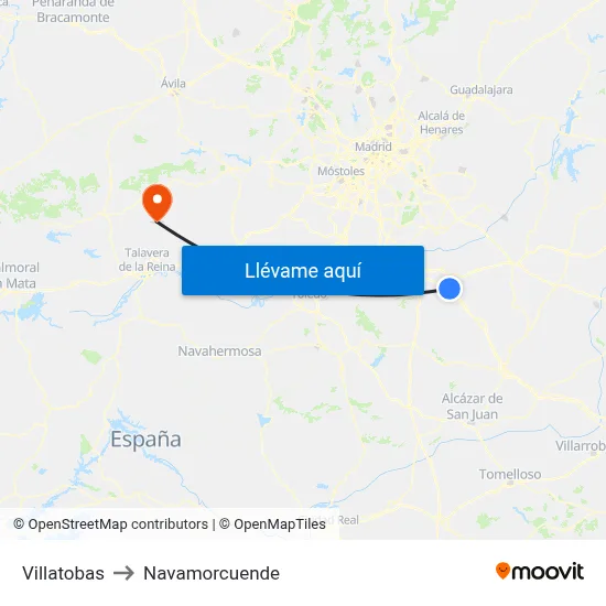 Villatobas to Navamorcuende map