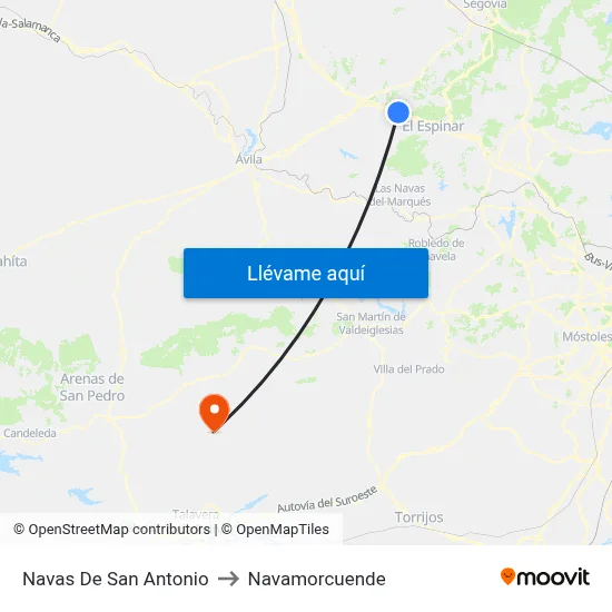 Navas De San Antonio to Navamorcuende map