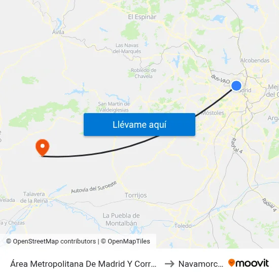 Área Metropolitana De Madrid Y Corredor Del Henares to Navamorcuende map