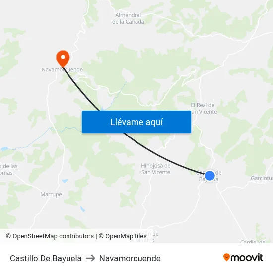 Castillo De Bayuela to Navamorcuende map