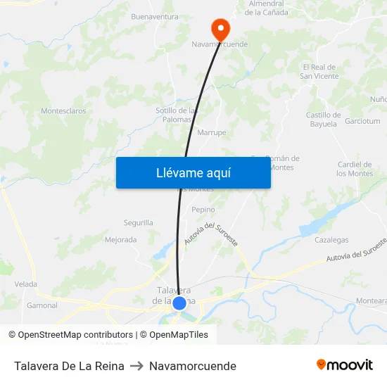Talavera De La Reina to Navamorcuende map