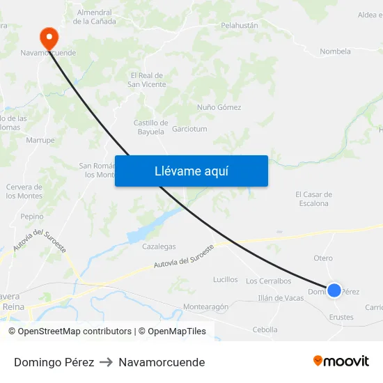 Domingo Pérez to Navamorcuende map