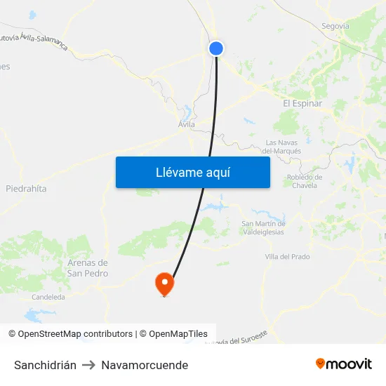 Sanchidrián to Navamorcuende map
