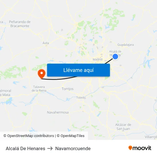 Alcalá De Henares to Navamorcuende map