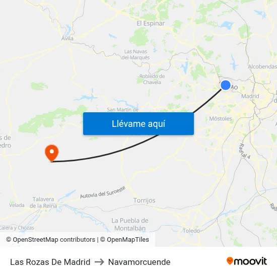 Las Rozas De Madrid to Navamorcuende map
