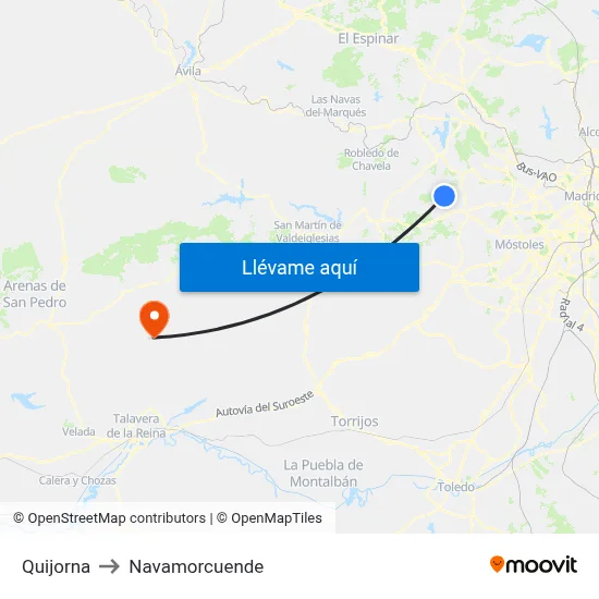 Quijorna to Navamorcuende map