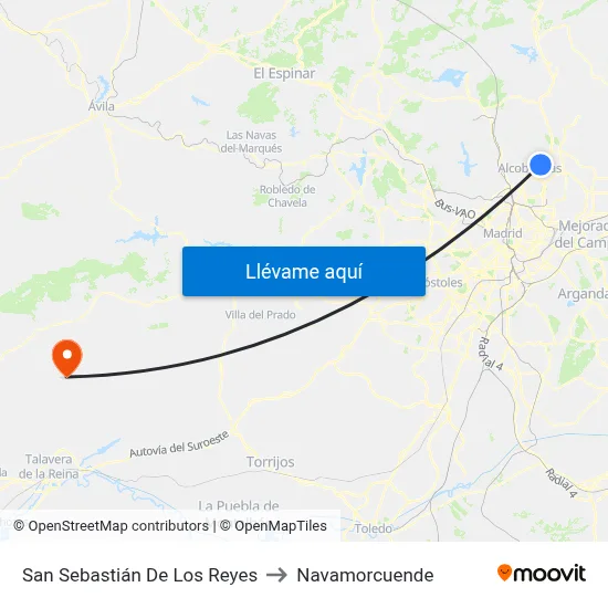 San Sebastián De Los Reyes to Navamorcuende map