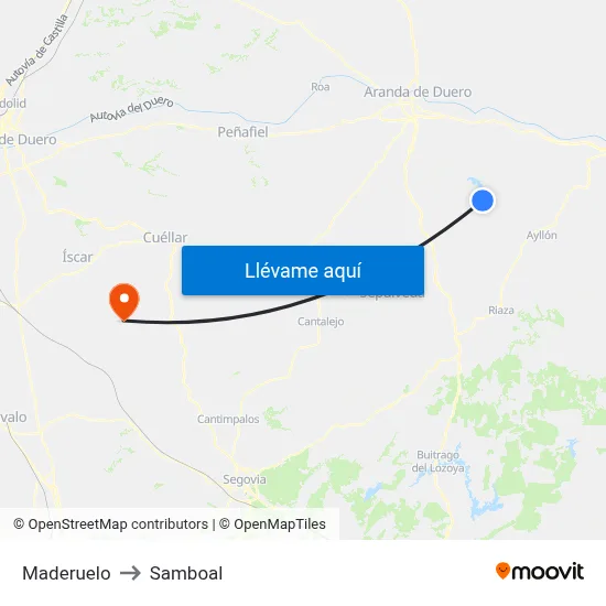 Maderuelo to Samboal map