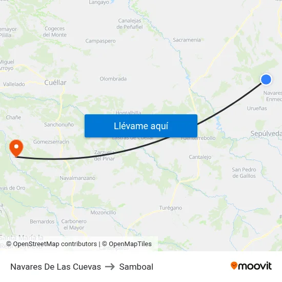 Navares De Las Cuevas to Samboal map