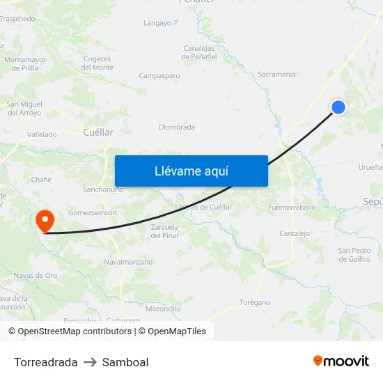 Torreadrada to Samboal map