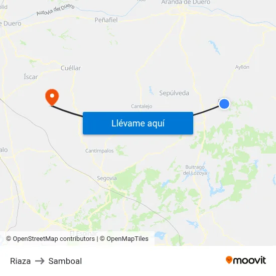 Riaza to Samboal map