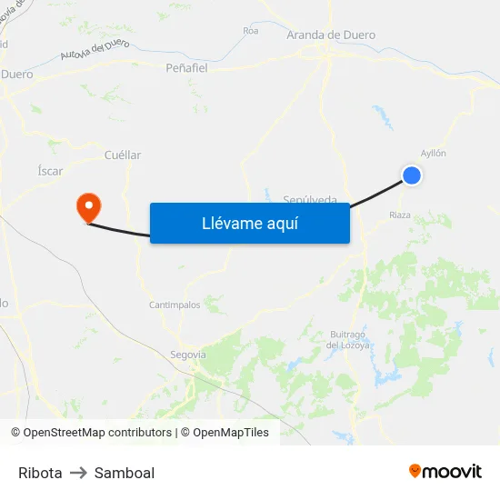 Ribota to Samboal map