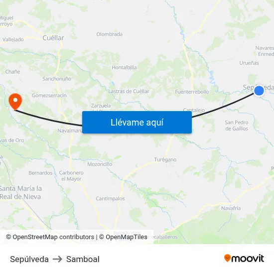 Sepúlveda to Samboal map