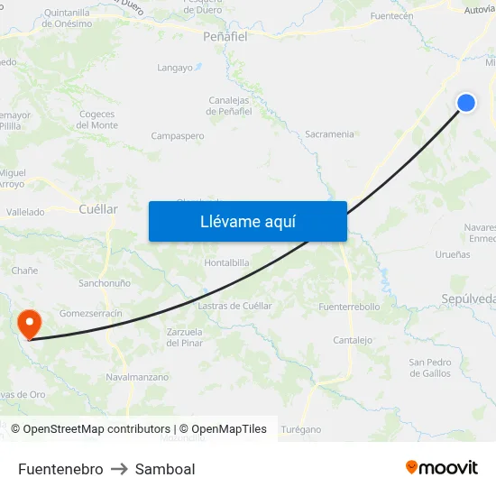 Fuentenebro to Samboal map