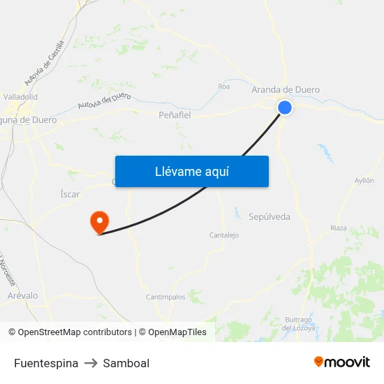 Fuentespina to Samboal map