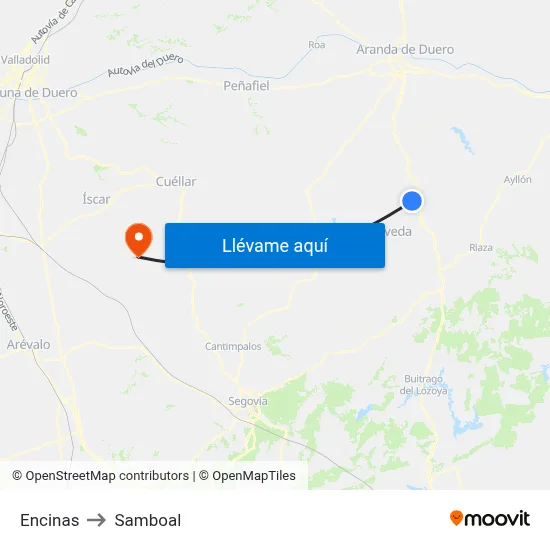 Encinas to Samboal map