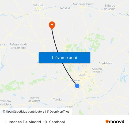 Humanes De Madrid to Samboal map