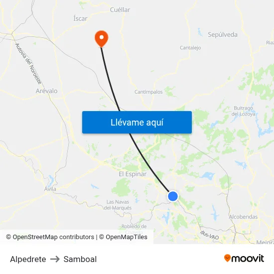 Alpedrete to Samboal map