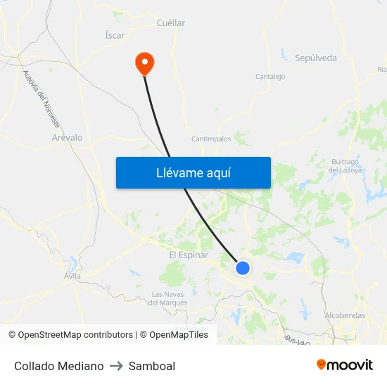 Collado Mediano to Samboal map