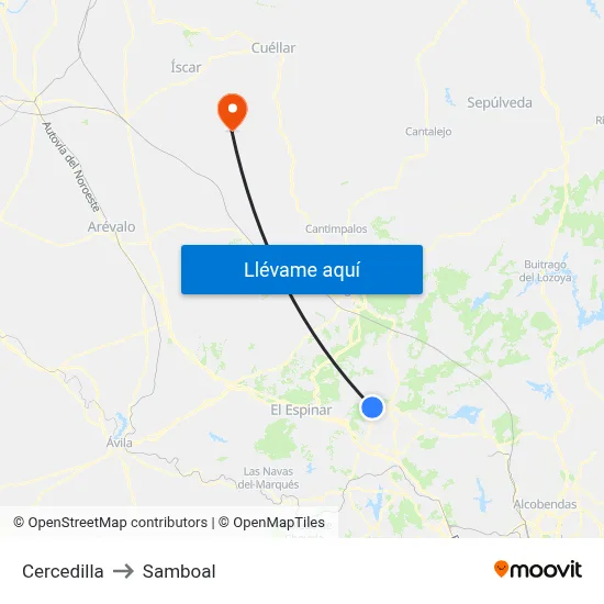 Cercedilla to Samboal map