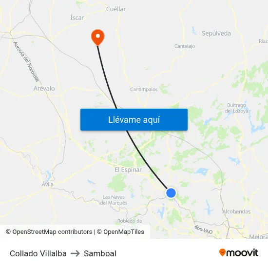 Collado Villalba to Samboal map