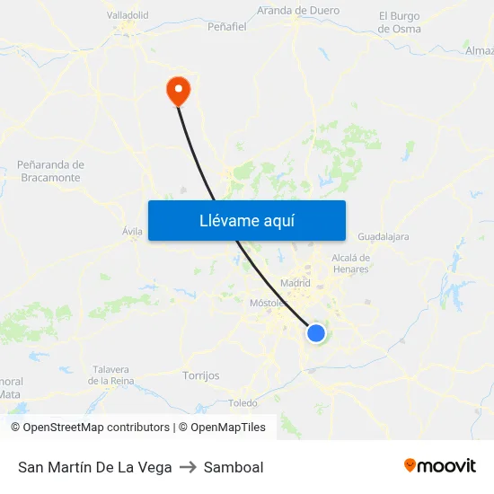 San Martín De La Vega to Samboal map