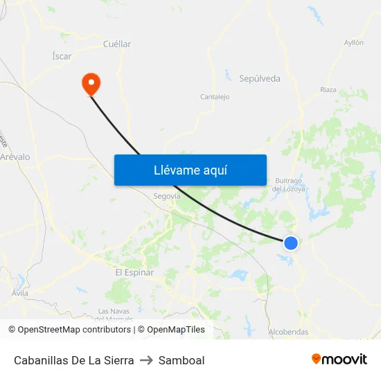 Cabanillas De La Sierra to Samboal map