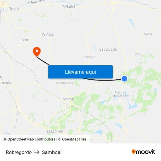 Robregordo to Samboal map