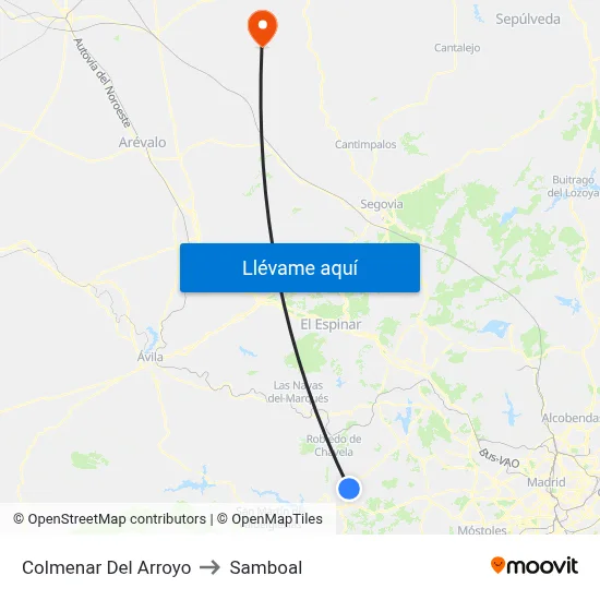 Colmenar Del Arroyo to Samboal map