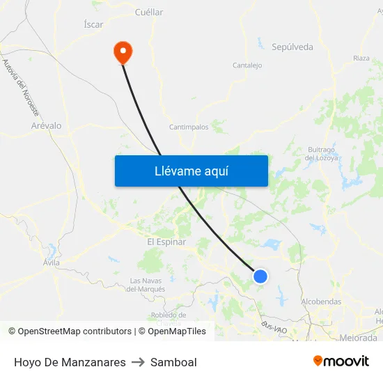 Hoyo De Manzanares to Samboal map