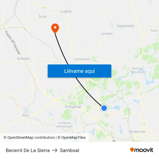 Becerril De La Sierra to Samboal map