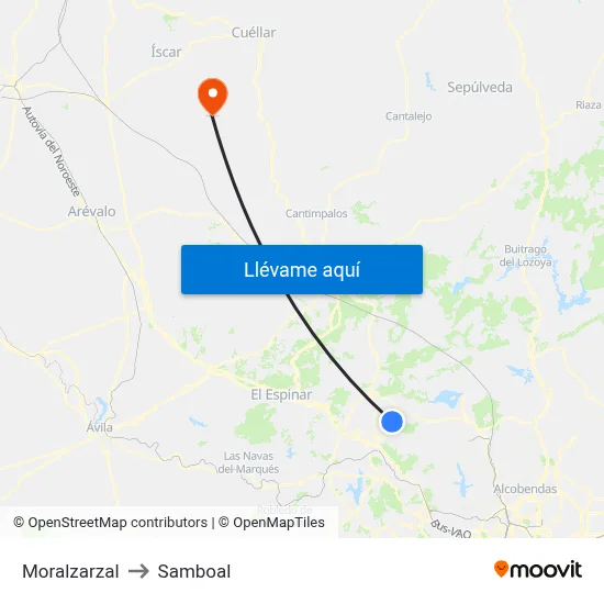 Moralzarzal to Samboal map