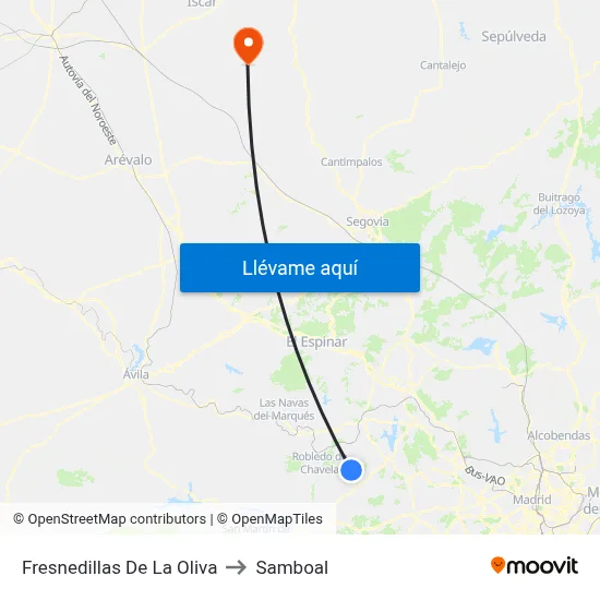 Fresnedillas De La Oliva to Samboal map