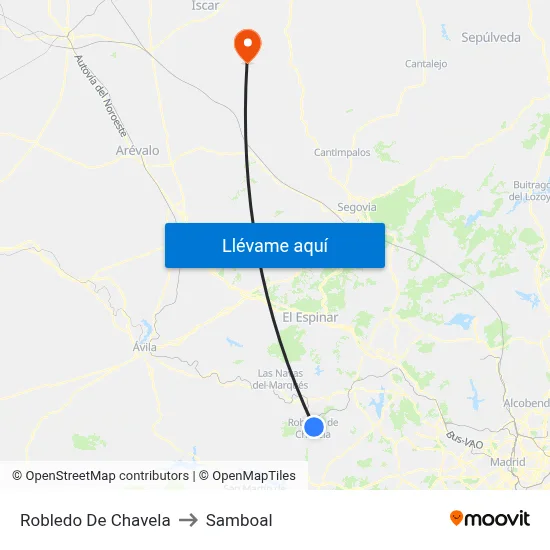 Robledo De Chavela to Samboal map