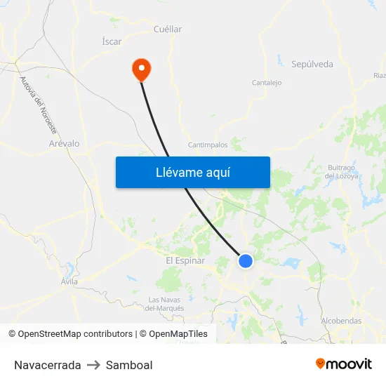 Navacerrada to Samboal map