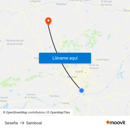 Seseña to Samboal map