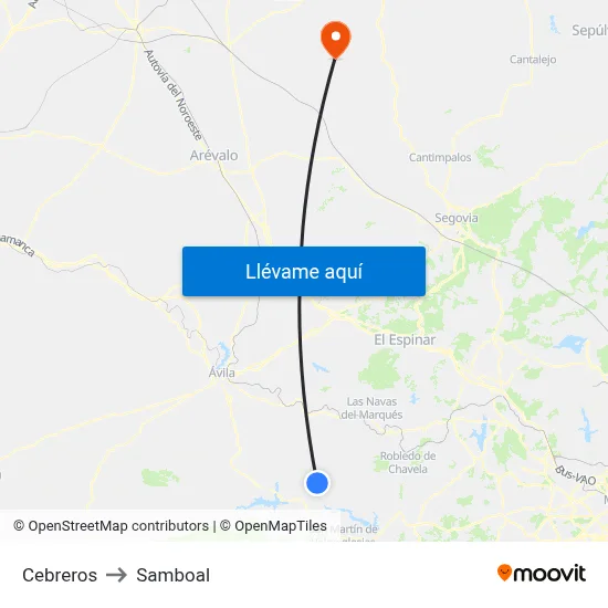 Cebreros to Samboal map