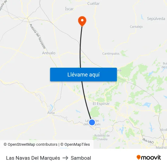 Las Navas Del Marqués to Samboal map