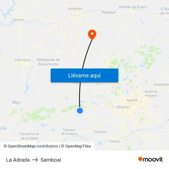 La Adrada to Samboal map