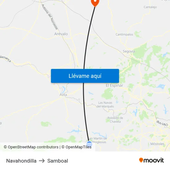 Navahondilla to Samboal map