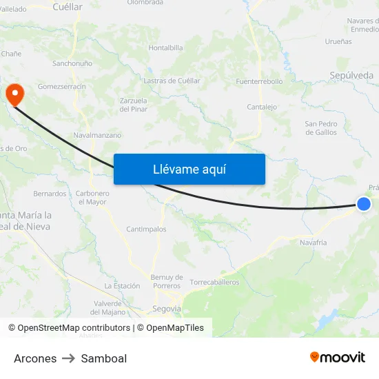 Arcones to Samboal map
