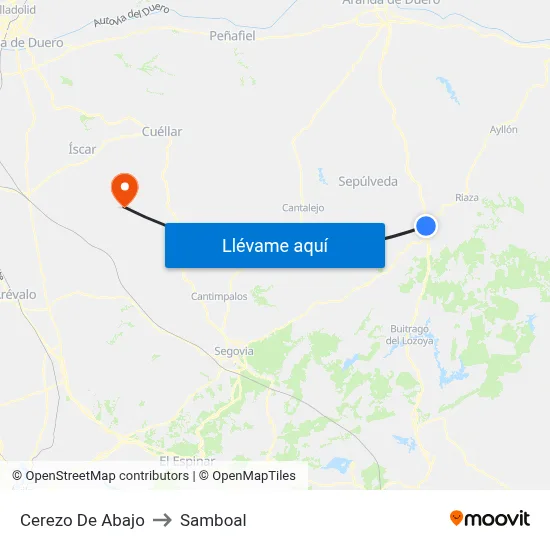 Cerezo De Abajo to Samboal map