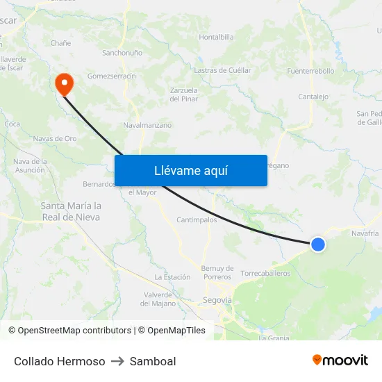 Collado Hermoso to Samboal map