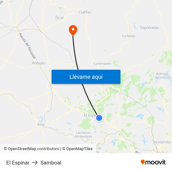 El Espinar to Samboal map