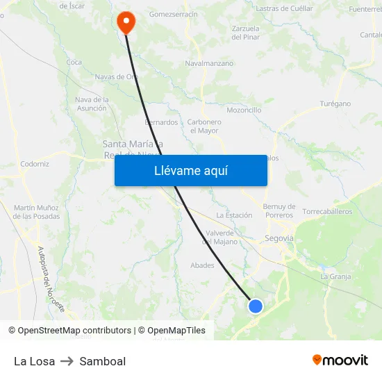 La Losa to Samboal map