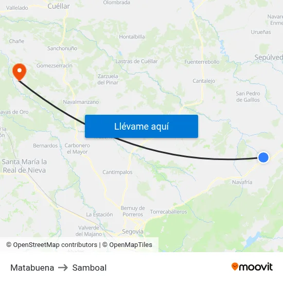 Matabuena to Samboal map