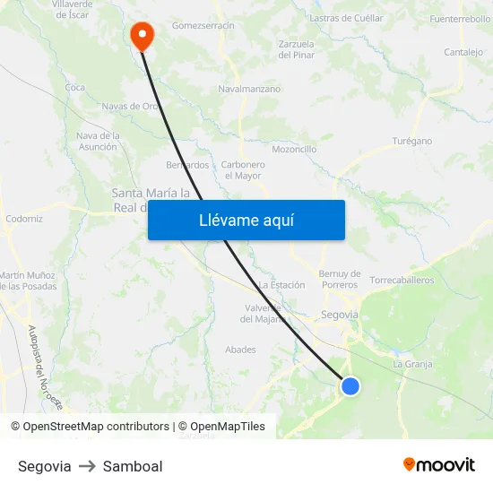 Segovia to Samboal map