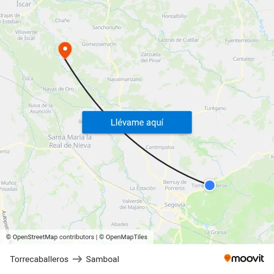 Torrecaballeros to Samboal map