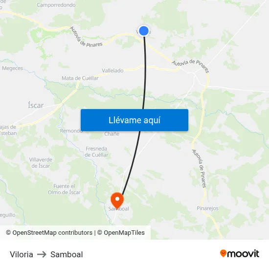 Viloria to Samboal map